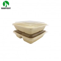 Disposable microwavable sugarcane bagasse pulp takeaway lunch box